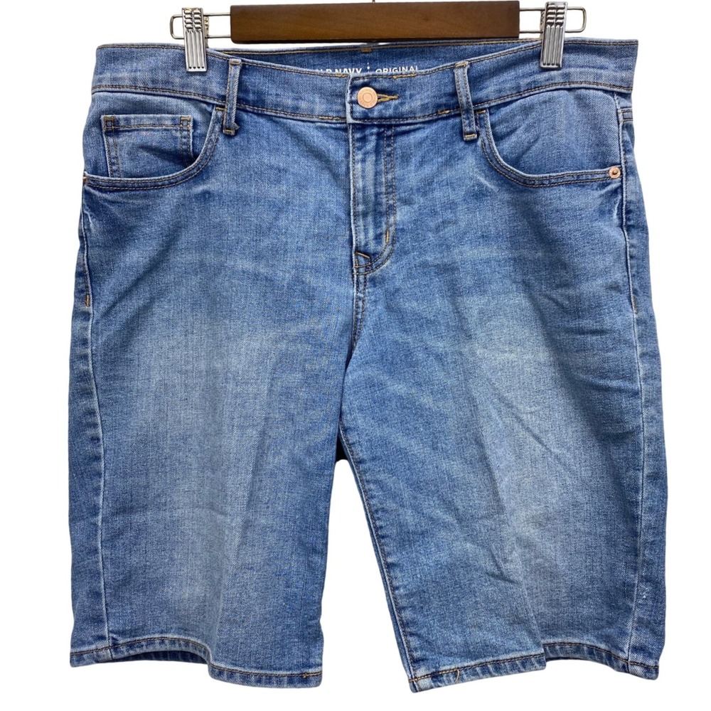 Old Navy Original Denim Bermuda Shorts Womens 8 Reg Blue Stretch Mid Rise